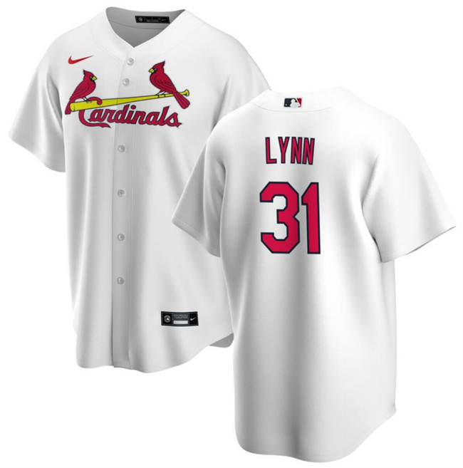 Men's St. Louis Cardinals #31 Lance Lynn White Cool Base Stitched Baseball Jersey